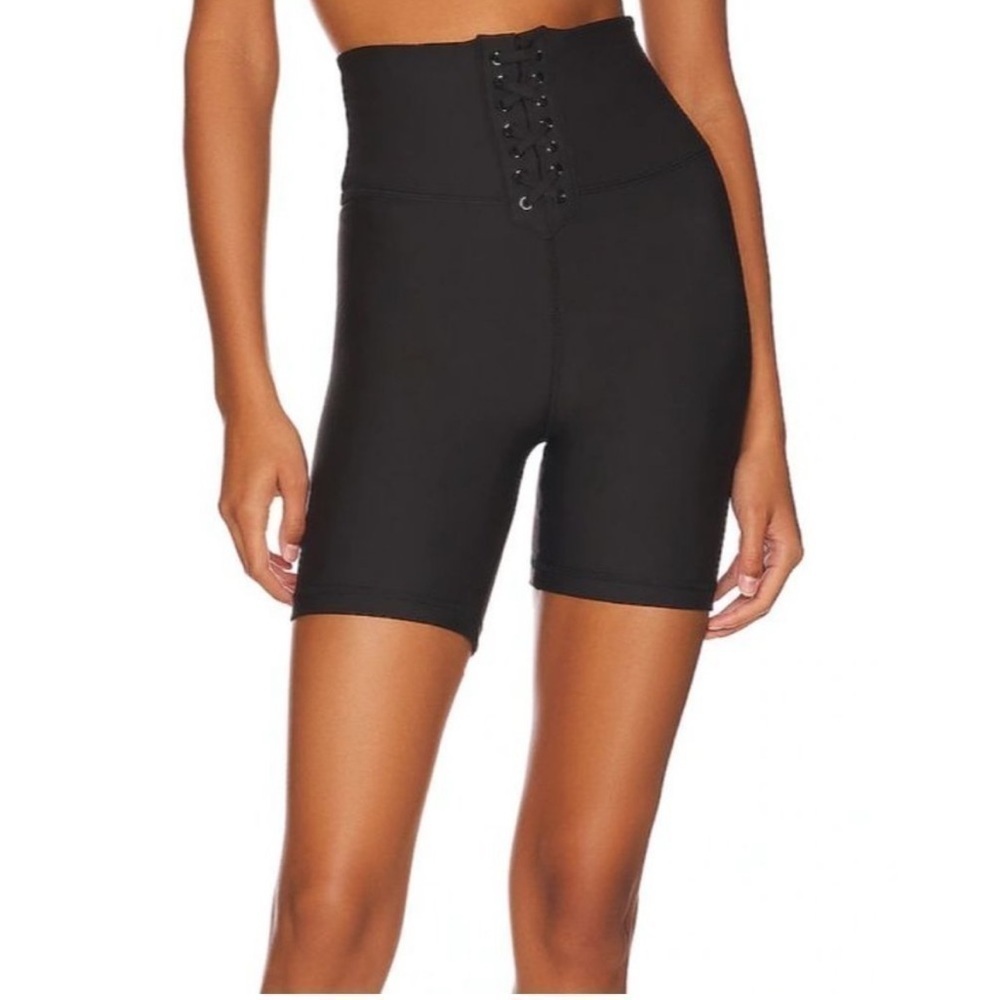 NWT WeWoreWhat Lace Up black Biker Shorts Women’s Size S